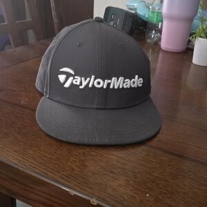 TaylorMade Gray and White Flat Brim Snapback Hat